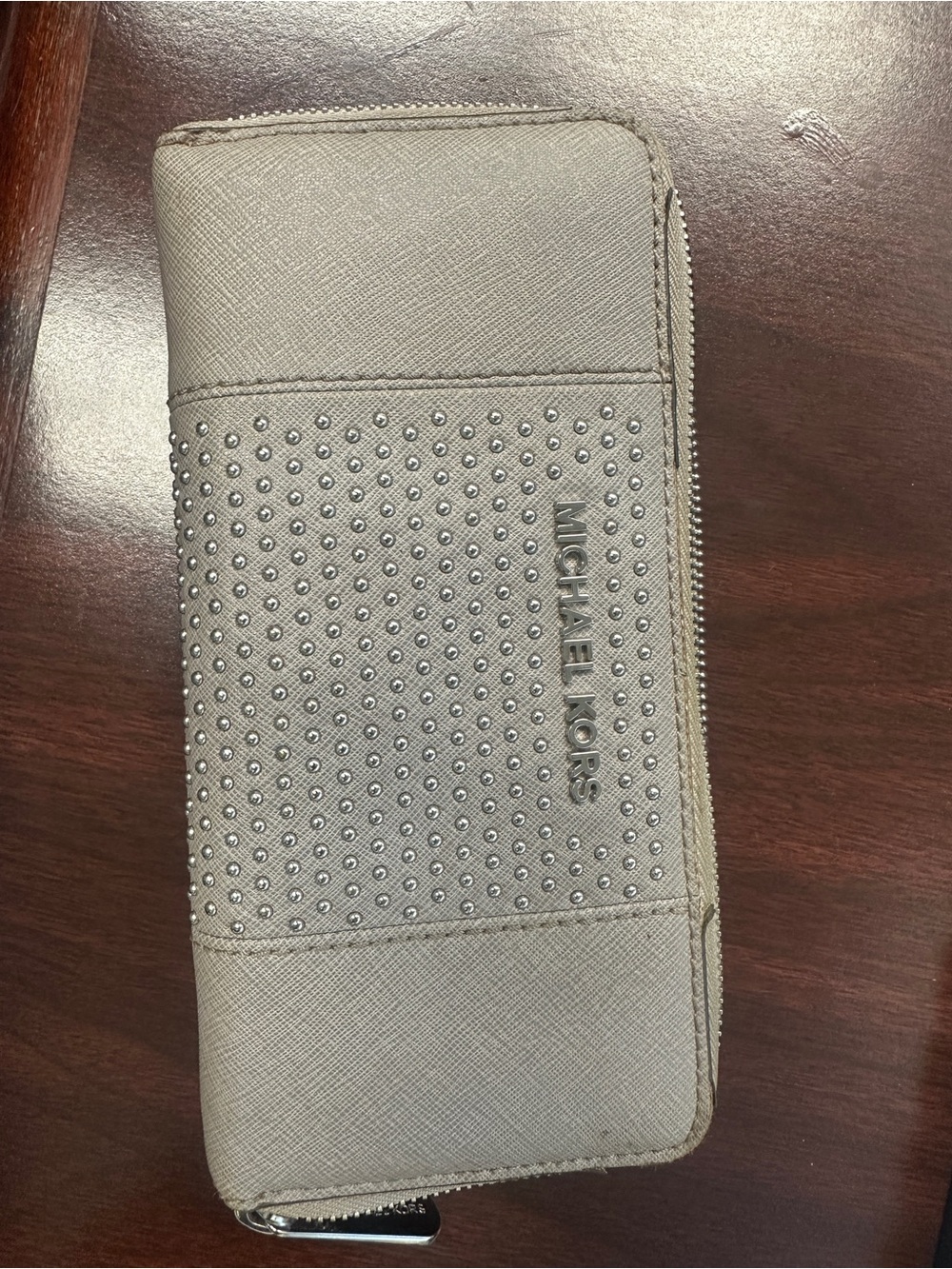 Michael Kors Men's Silver Studded Zip-Around Wallet
